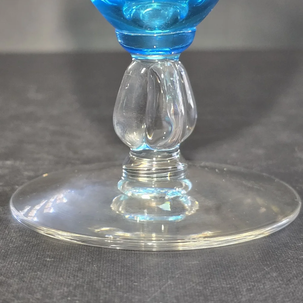 Seneca Blue Belnor Ice Tea Glasses, Stemmed Goblets, Set of 7, Elegant Drinkware - Picture 6 of 7